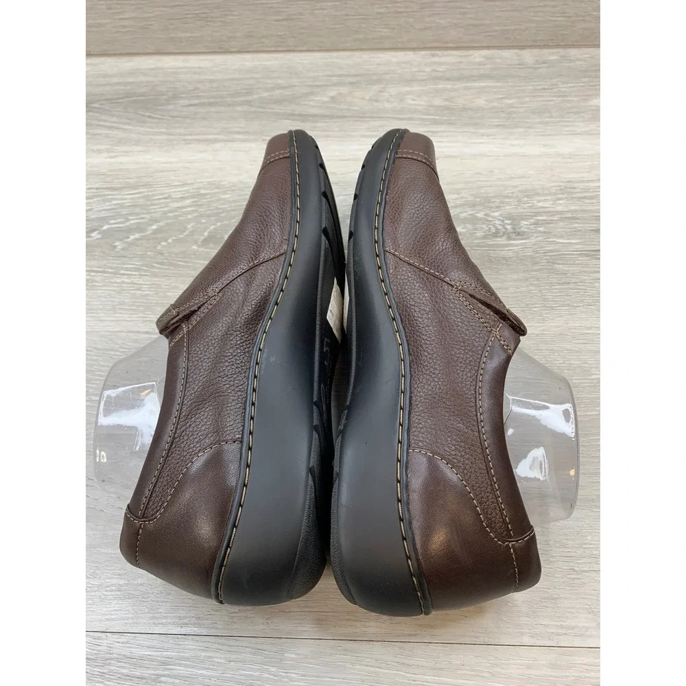 Clarks Brown Leather Zip Comfort Loafers Shoes Women's 10 W Comfort Shoes